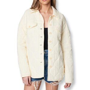 BLANK(NYC) NWT Easy Goin' Quilted Shacket Jacket Off White Size Medium
